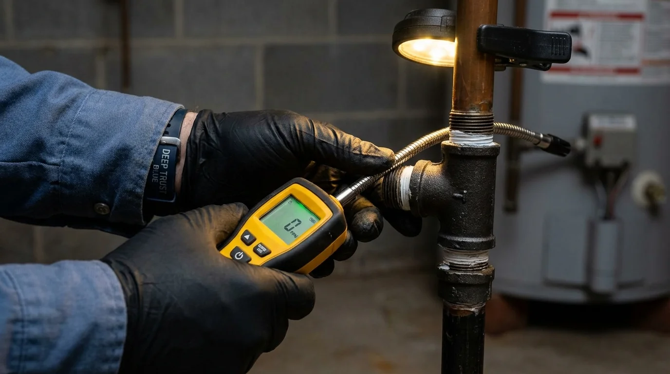 Gas leak detection with electronic sniffer by Johns Plumbing LLC in Red Oak