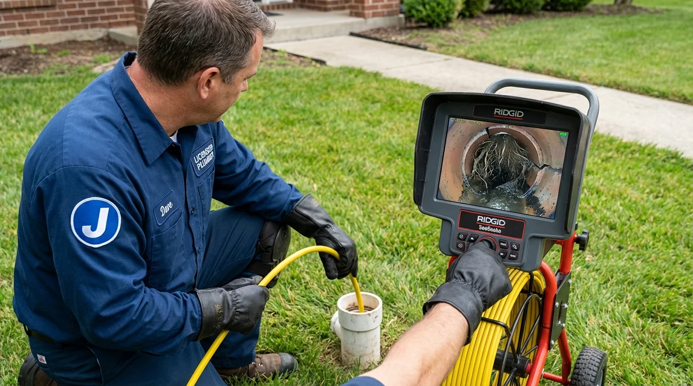 Sewer camera inspection being performed by Johns Plumbing LLC in Red Oak